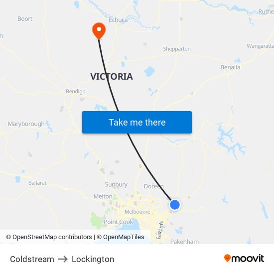 Coldstream to Lockington map