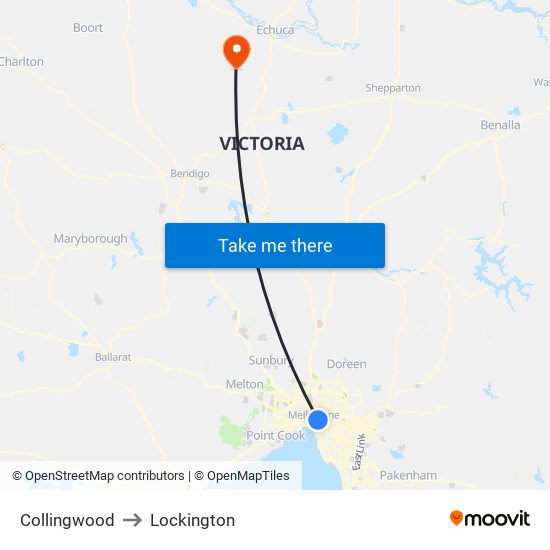 Collingwood to Lockington map