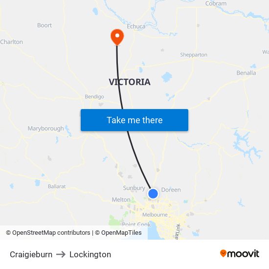 Craigieburn to Lockington map