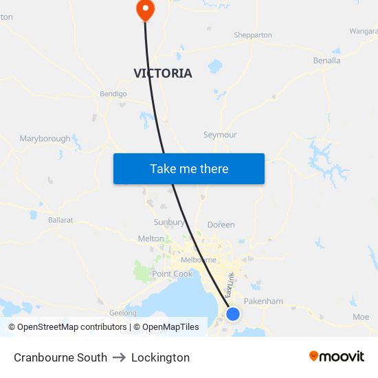 Cranbourne South to Lockington map