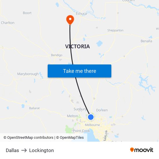 Dallas to Lockington map