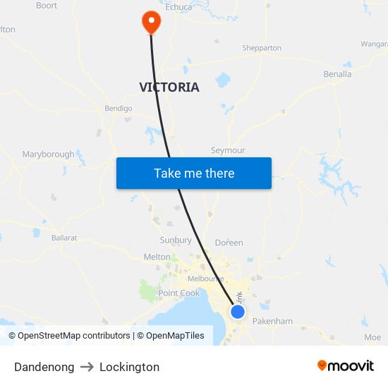 Dandenong to Lockington map