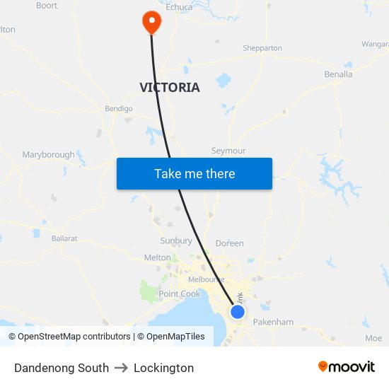 Dandenong South to Lockington map