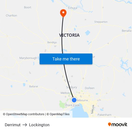 Derrimut to Lockington map