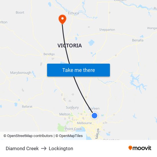 Diamond Creek to Lockington map