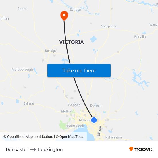 Doncaster to Lockington map