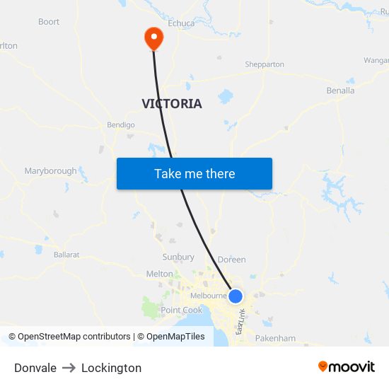 Donvale to Lockington map