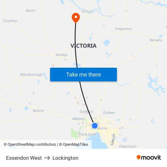 Essendon West to Lockington map