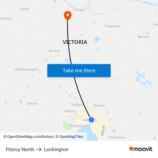 Fitzroy North to Lockington map