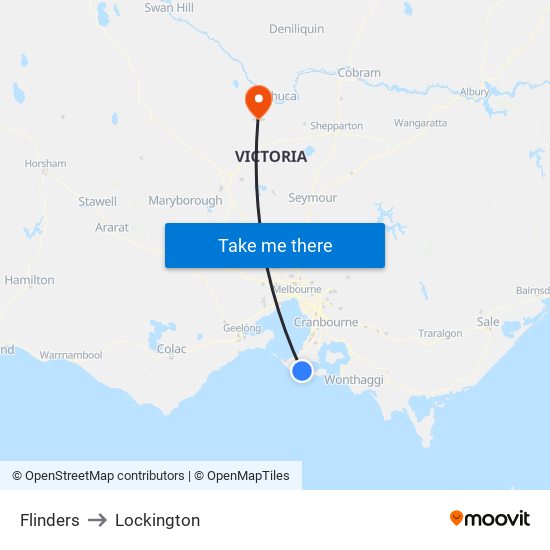 Flinders to Lockington map