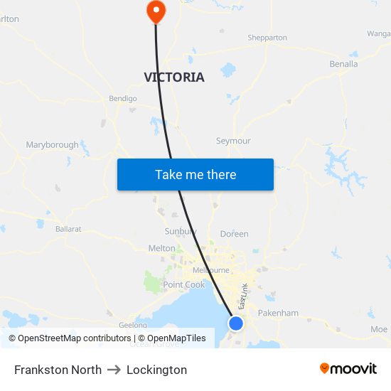 Frankston North to Lockington map