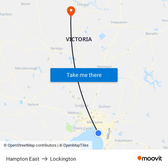 Hampton East to Lockington map