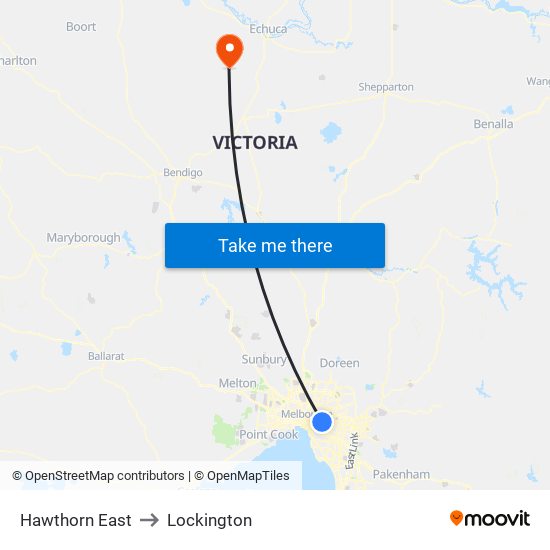 Hawthorn East to Lockington map