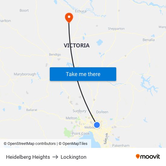 Heidelberg Heights to Lockington map