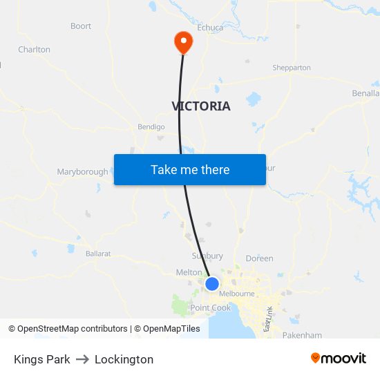 Kings Park to Lockington map