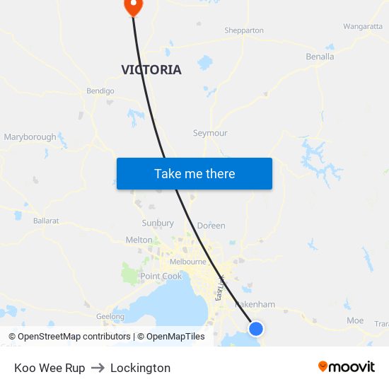 Koo Wee Rup to Lockington map