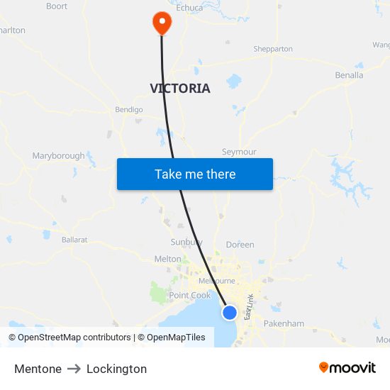 Mentone to Lockington map