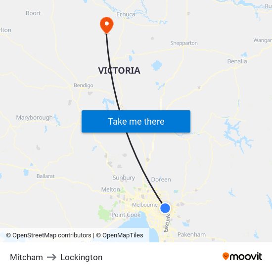 Mitcham to Lockington map