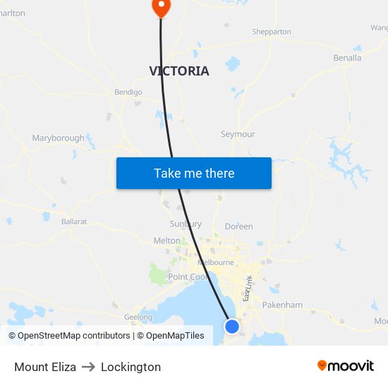 Mount Eliza to Lockington map