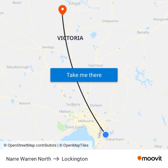 Narre Warren North to Lockington map