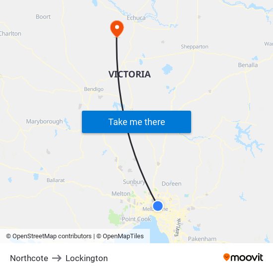 Northcote to Lockington map