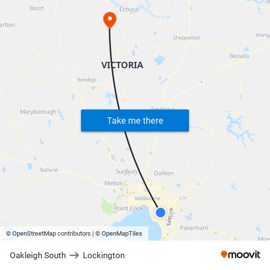 Oakleigh South to Lockington map