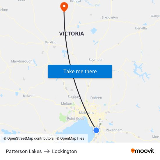 Patterson Lakes to Lockington map