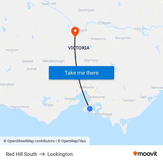 Red Hill South to Lockington map