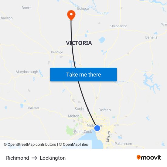 Richmond to Lockington map