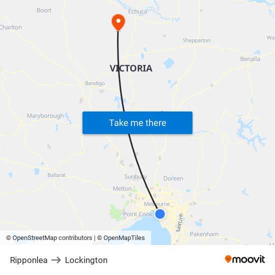 Ripponlea to Lockington map