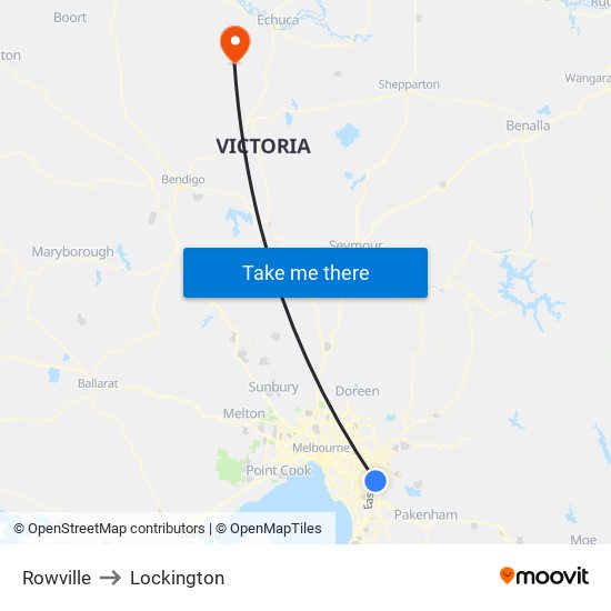 Rowville to Lockington map