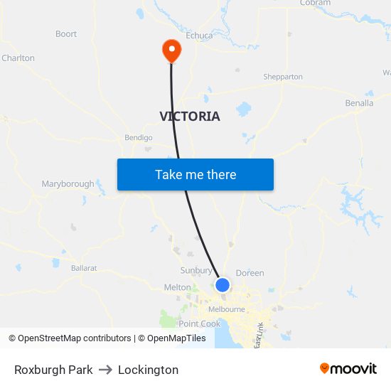 Roxburgh Park to Lockington map