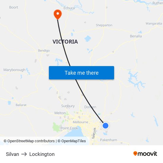 Silvan to Lockington map