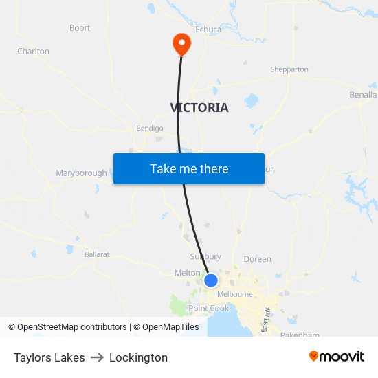 Taylors Lakes to Lockington map