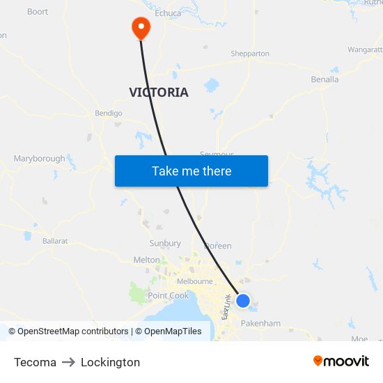 Tecoma to Lockington map