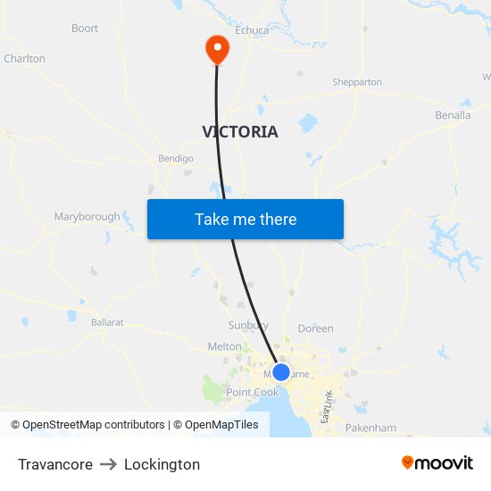 Travancore to Lockington map