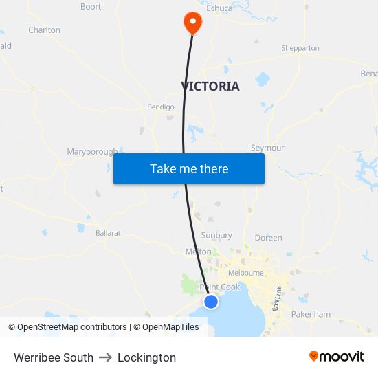 Werribee South to Lockington map