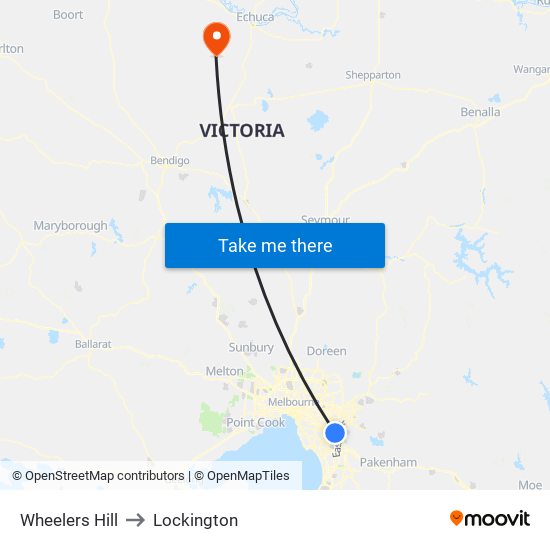 Wheelers Hill to Lockington map