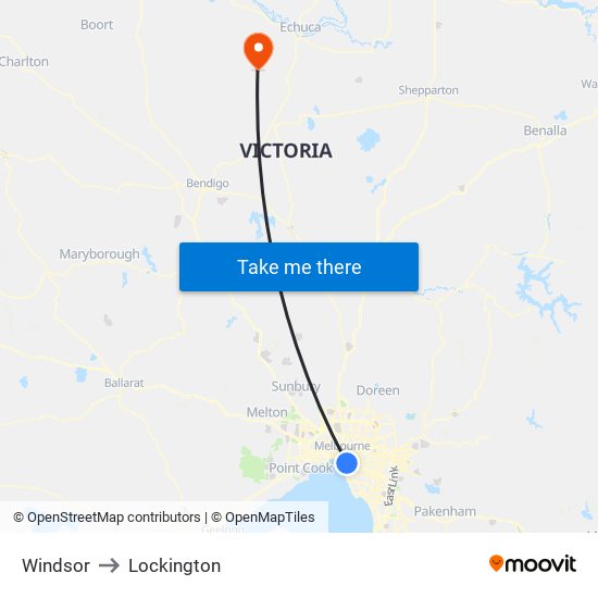 Windsor to Lockington map