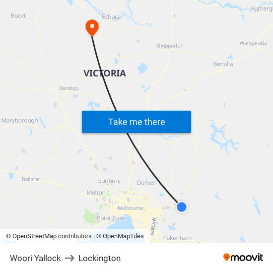 Woori Yallock to Lockington map