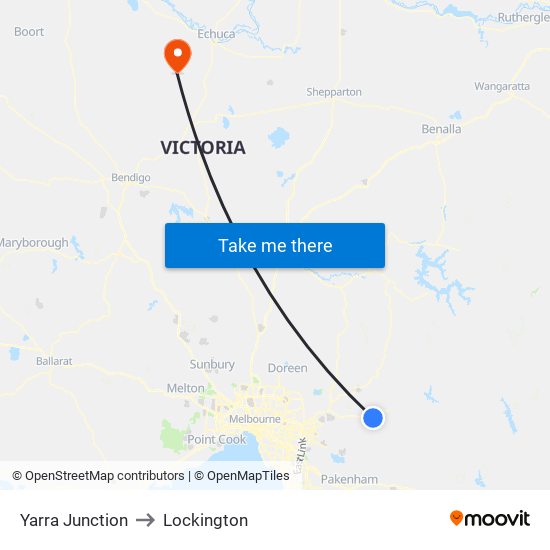 Yarra Junction to Lockington map