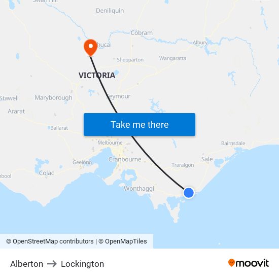 Alberton to Lockington map