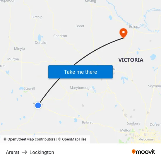 Ararat to Lockington map