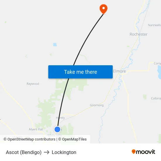 Ascot (Bendigo) to Lockington map