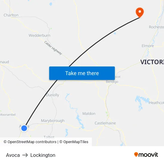 Avoca to Lockington map