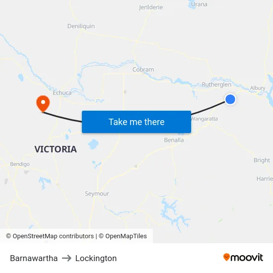 Barnawartha to Lockington map