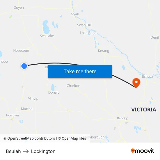Beulah to Lockington map
