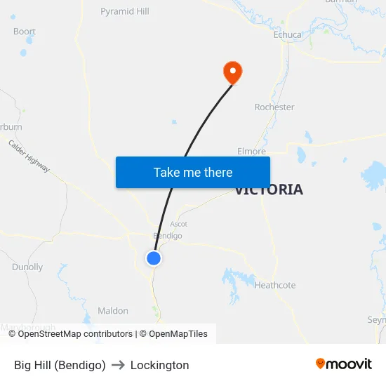 Big Hill (Bendigo) to Lockington map