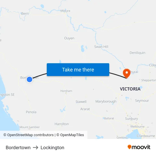 Bordertown to Lockington map