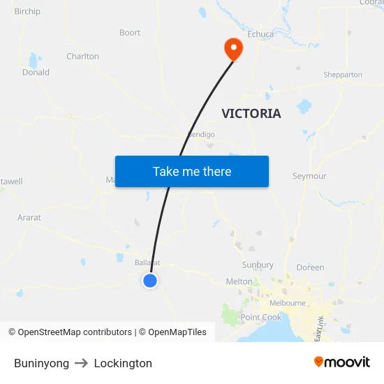 Buninyong to Lockington map